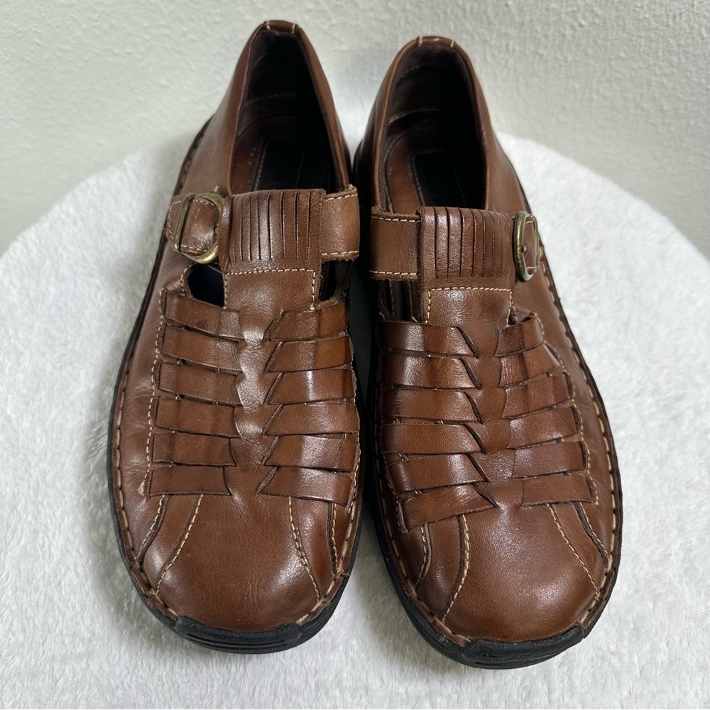 Unisex Hush Puppies Brown Casual Leather Slip-Ons Loafers - Picture 12 of 13
